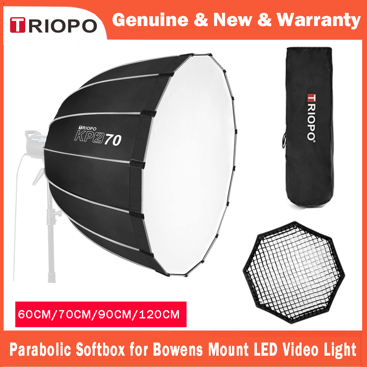 Softbox 120Cm Octagon - TRIOPO 60ซม.70ซม.90ซม.120ซม.Parabolic Softbox Bowens Mount สำหรับ