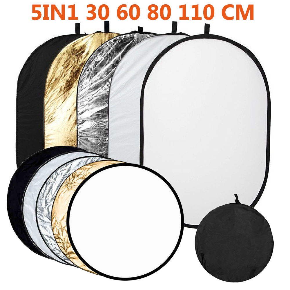 Reflector 5 In 1 110Cm - ตัวสะท้อนแสง110/80/60/30ซม. 12นิ้ว5ใน1ภาพถ่ายตัวสะท้อนแสงทรงกลมสำหรับถ่ายภาพอุปกรณ์เสริมสตูดิโอถ่ายภาพมือถือแบบพกพา