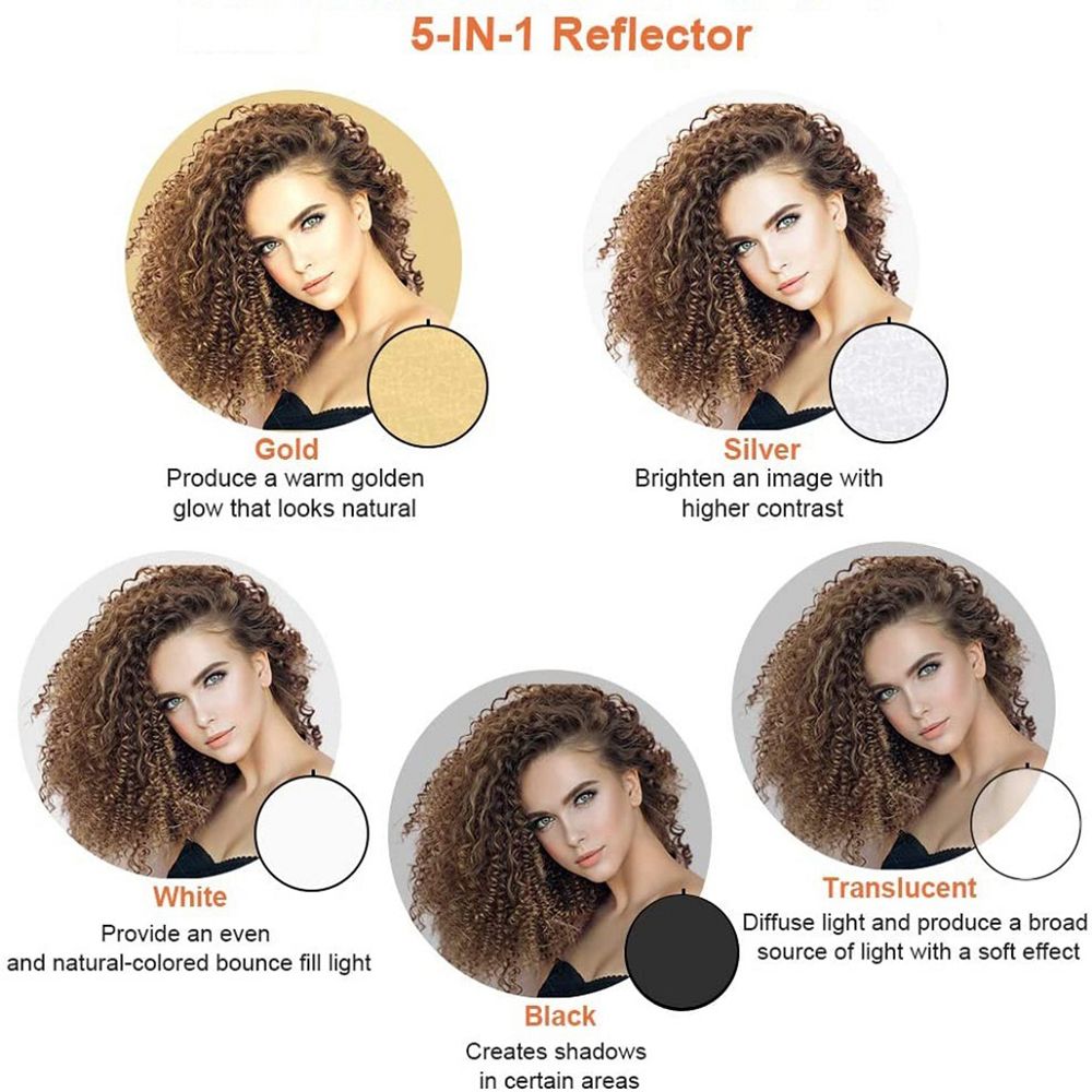 Reflector 5 In 1 110Cm - 60ซม. 80ซม. 110ซม. สตูดิโอถ่ายภาพแบบพกพา 5-in-1 แผ่นกระจายแสง