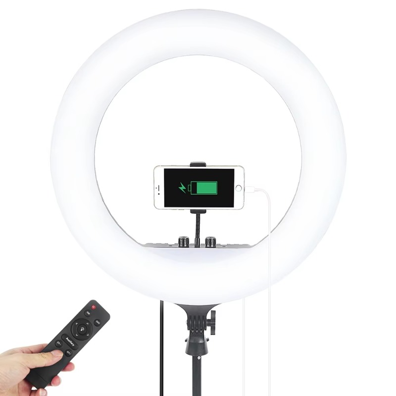 Ring Light 18 Inch Studio - ไฟวงแหวนขนาด 18 นิ้ว พร้อมขาตั้งกล้องสำหรับถ่ายวิดีโอสด แต่งหน้า ถ่ายภาพในสตูดิโอ