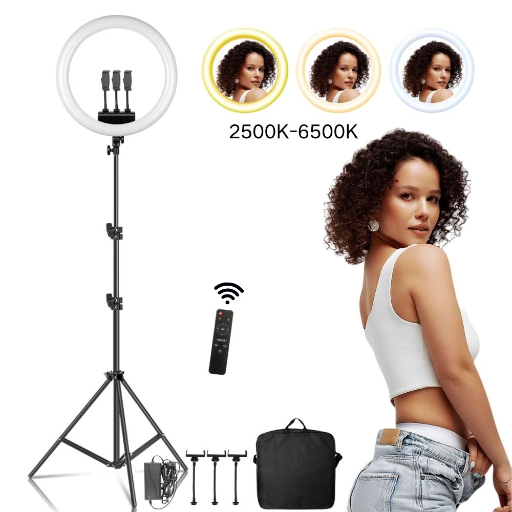 Ring Light 18 Inch Studio - 18 นิ้ว LED แหวนแสงขาตั้งขาตั้งกล้อง Selfie วิดีโอรีโมทคอนโทรลการถ่ายภาพแสงสําหรับโทรศัพท์