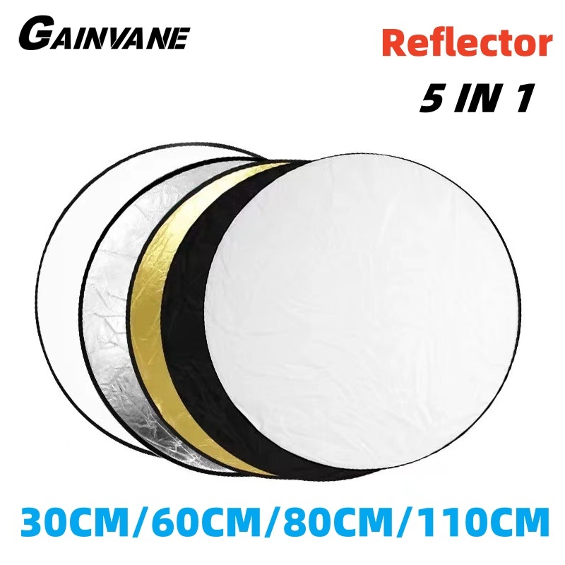 Reflector 5 In 1 110Cm - Gainvane ตัวสะท้อนแสงแบบพกพา5 in 1, ตัวกระจายแสงสำหรับสตูดิโอถ่ายภาพมีหลายสีกลางแจ้ง30/60/80/110ซม.