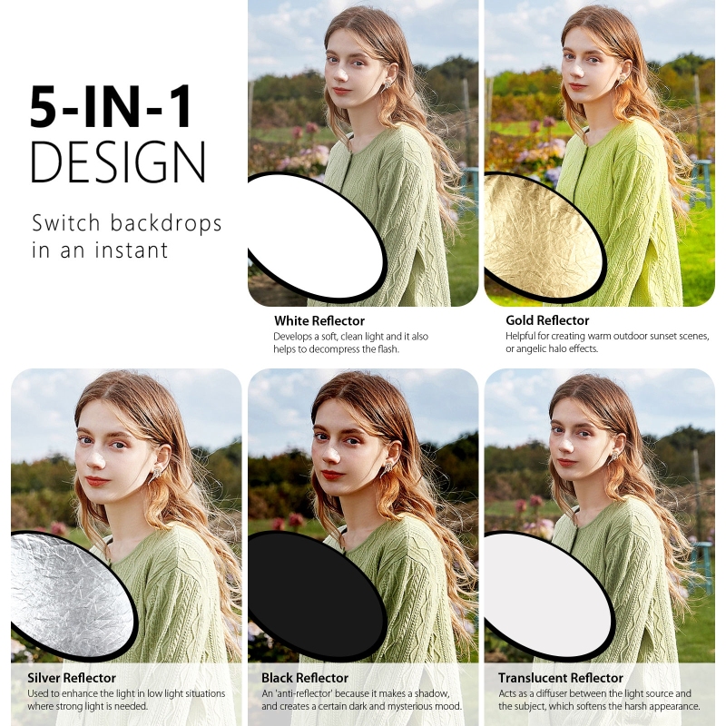 PULUZ 5 สีใน 1 การถ่ายภาพ Refl - Reflector 5 In 1 110Cm บทวิจารณ์และราคา