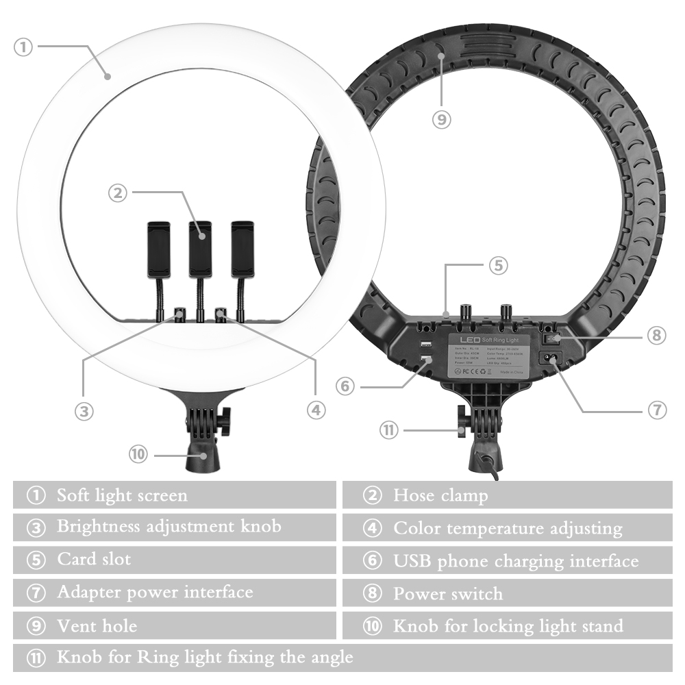 18 นิ้ว LED แหวนแสงขาตั้งขาตั้ - Ring Light 18 Inch Studio บทวิจารณ์และราคา