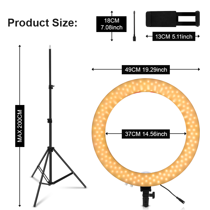 18 นิ้วแหวนแสงขาตั้งกล้อง 200  - Ring Light 18 Inch Studio บทวิจารณ์และราคา