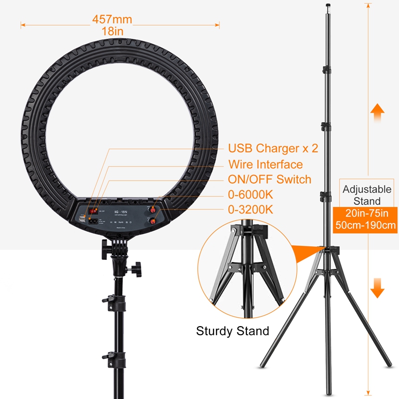 18 นิ้วแหวนแสงขาตั้งขาตั้งกล้อ - Ring Light 18 Inch Studio บทวิจารณ์และราคา